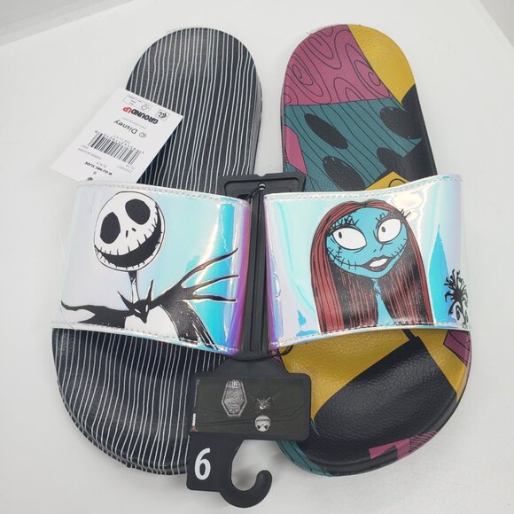 Nightmare Before Christmas Slides Sandals Women's 9 Jack Skellington Sally Xmas - Picture 2 of 11